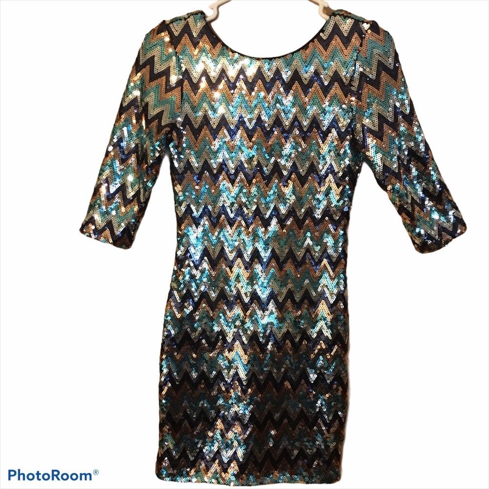 As U Wish women's small Sequin Chevron Dress.